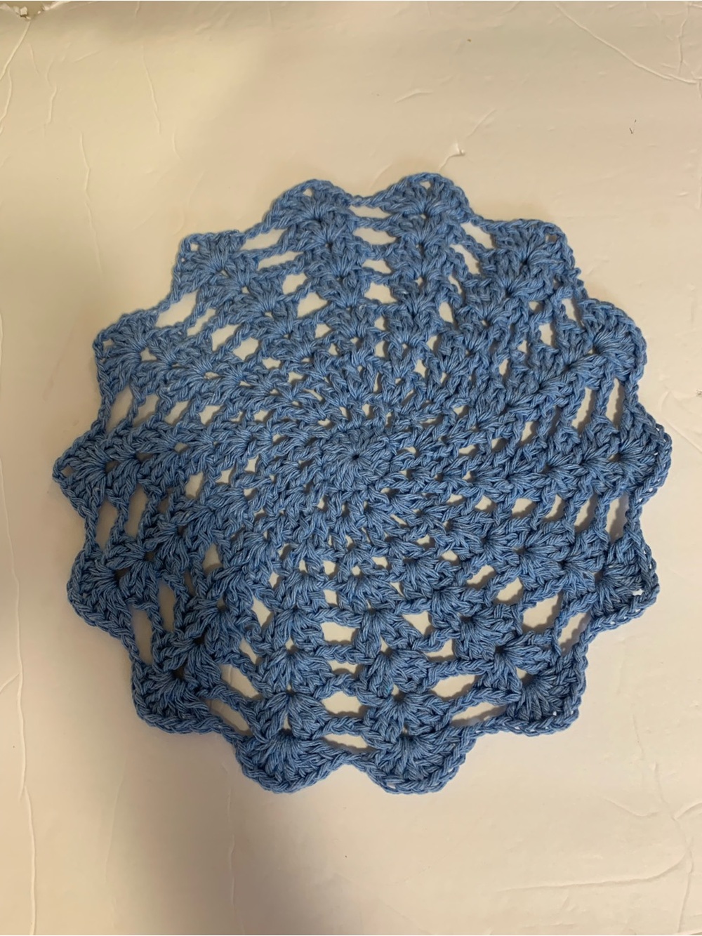 Handcrafted Blue Crochet Doily - Decorative Home Accent